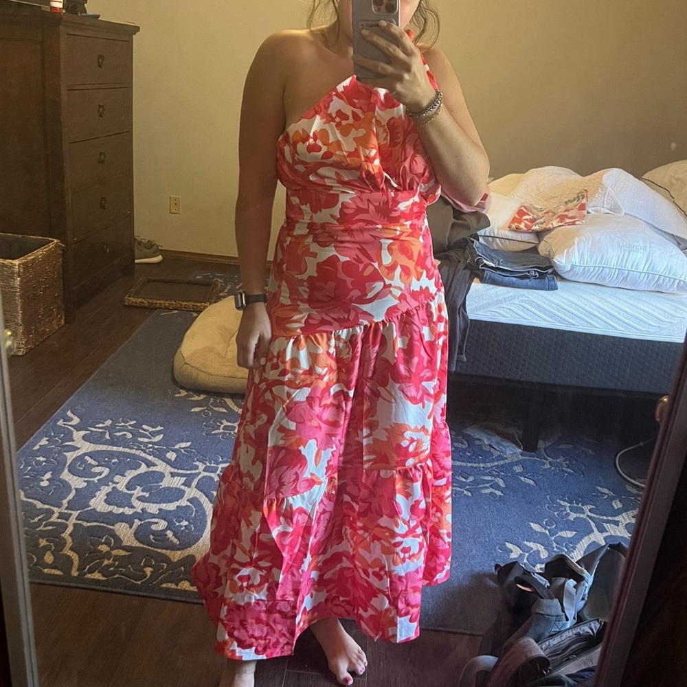 Long one shoulder colorful dress